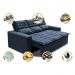 Sofá 3 Lugares Retrátil e Reclinável Cama inBox Slim 2,00m Velusoft Azul