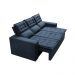 Sofá 3 Lugares Retrátil e Reclinável Cama inBox Slim 2,00m Velusoft Azul