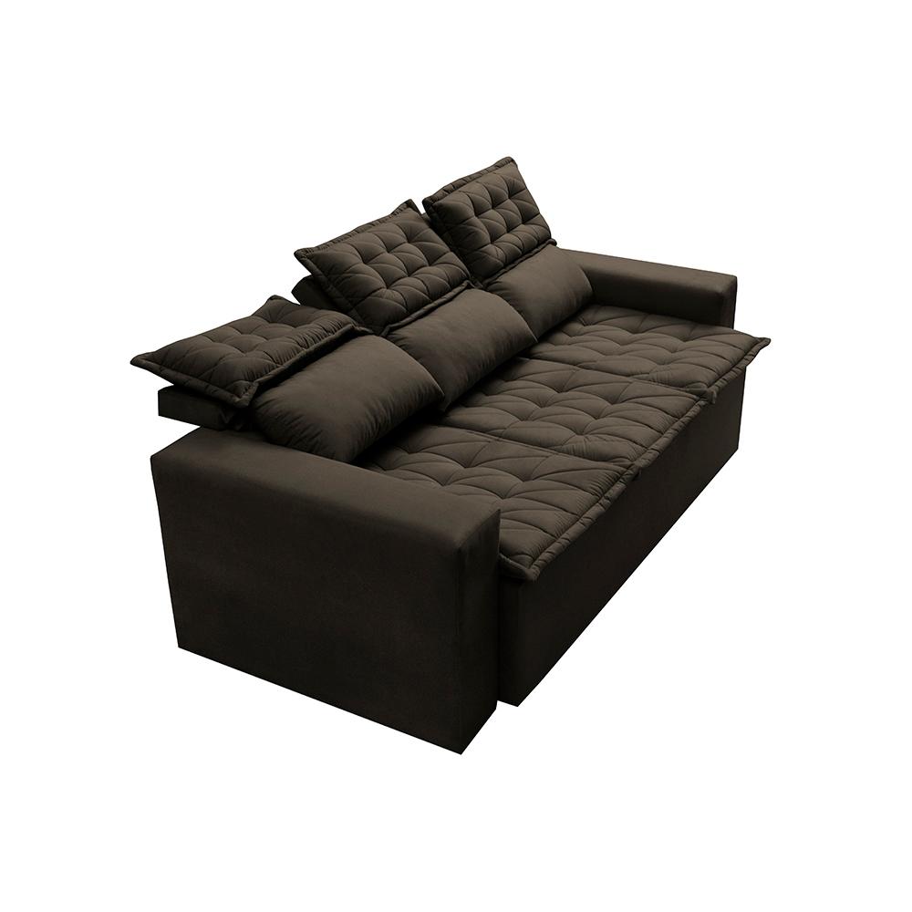 Sofá 3 Lugares Retrátil e Reclinável Cama inBox Slim 2,00m Velusoft Café