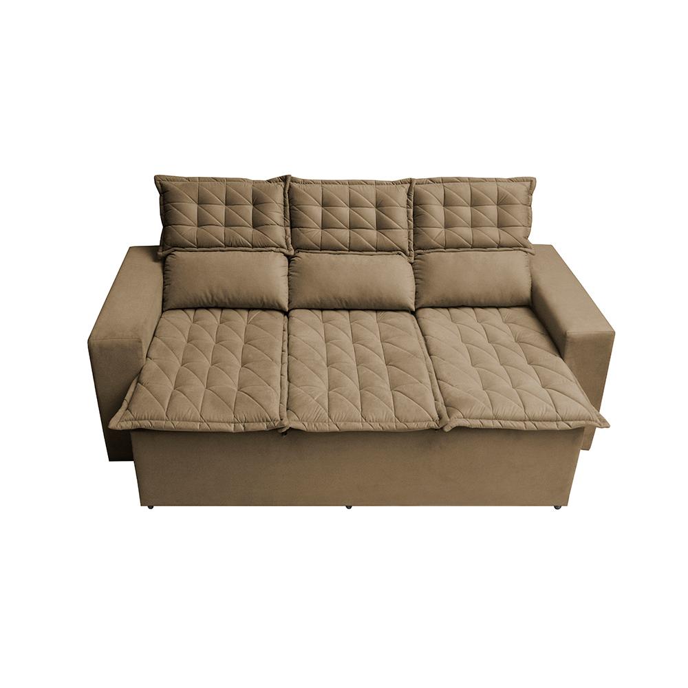 Sofá 3 Lugares Retrátil e Reclinável Cama inBox Slim 2,00m Velusoft Castor