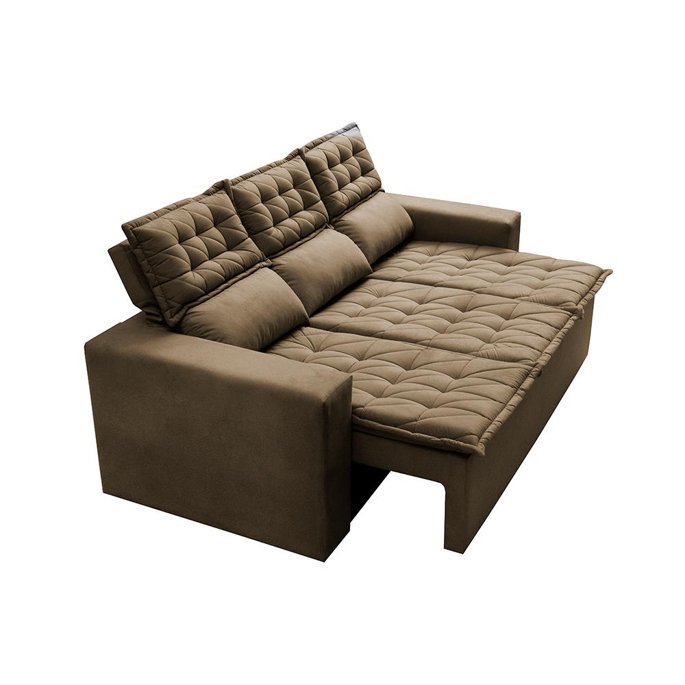 Sofá 3 Lugares Retrátil e Reclinável Cama inBox Slim 2,00m Velusoft Castor