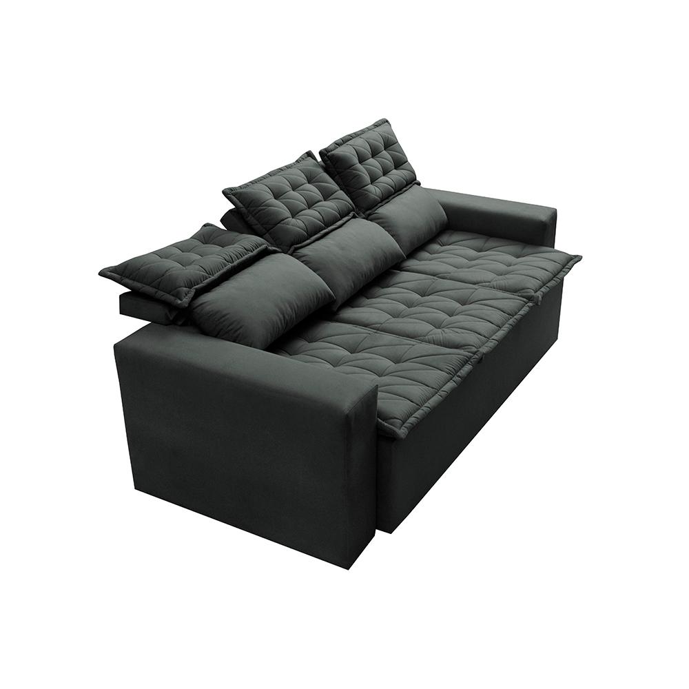 Sofá 3 Lugares Retrátil e Reclinável Cama inBox Slim 2,00m Velusoft Cinza