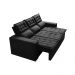 Sofá 3 Lugares Retrátil e Reclinável Cama inBox Slim 2,00m Velusoft Preto