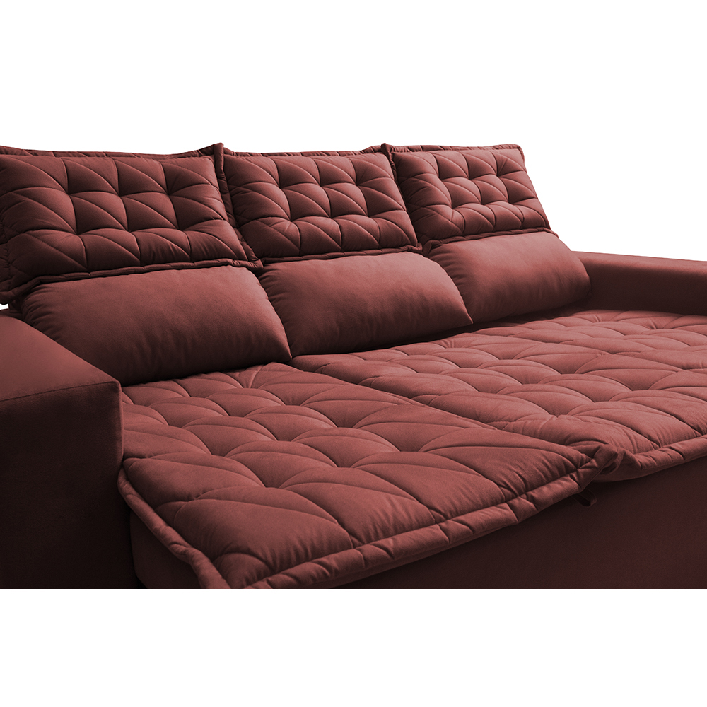 Sofá 3 Lugares Retrátil e Reclinável Cama inBox Slim 2,00m Velusoft Vermelho