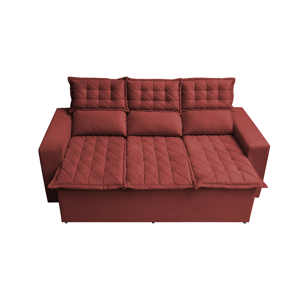 Sofá 3 Lugares Retrátil e Reclinável Cama inBox Slim 2,00m Velusoft Vermelho