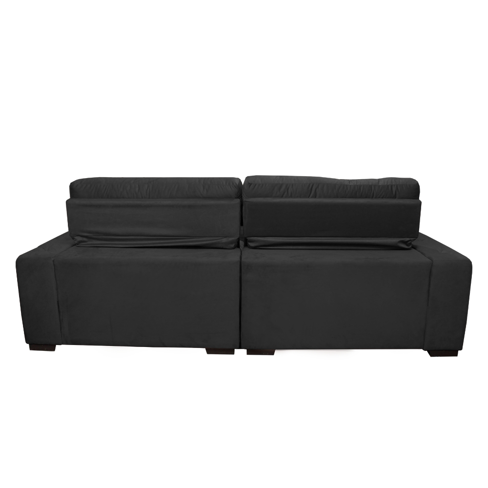 Sofá 3,02m Retrátil e Reclinável com Molas Cama inBox Confort Tecido Suede Velusoft Preto