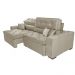 Sofá Austin 2,22m Retrátil Reclinável, Molas no Assento e Almofadas, Tecido Suede Velusoft Bege