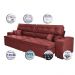 Sofá Austin 2,42m Retrátil, Reclinável com Molas no Assento e Almofadas, Tecido Suede Vermelho
