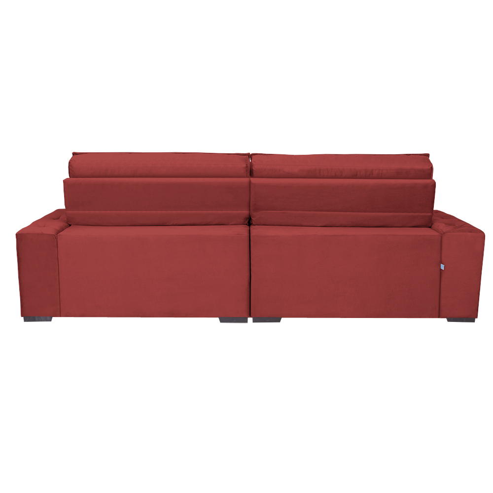 Sofá Austin 2,42m Retrátil, Reclinável com Molas no Assento e Almofadas, Tecido Suede Vermelho