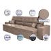 Sofá Austin 2,62m Retrátil Reclinável, Molas no Assento e Almofadas, Tecido Suede Velusoft Castor