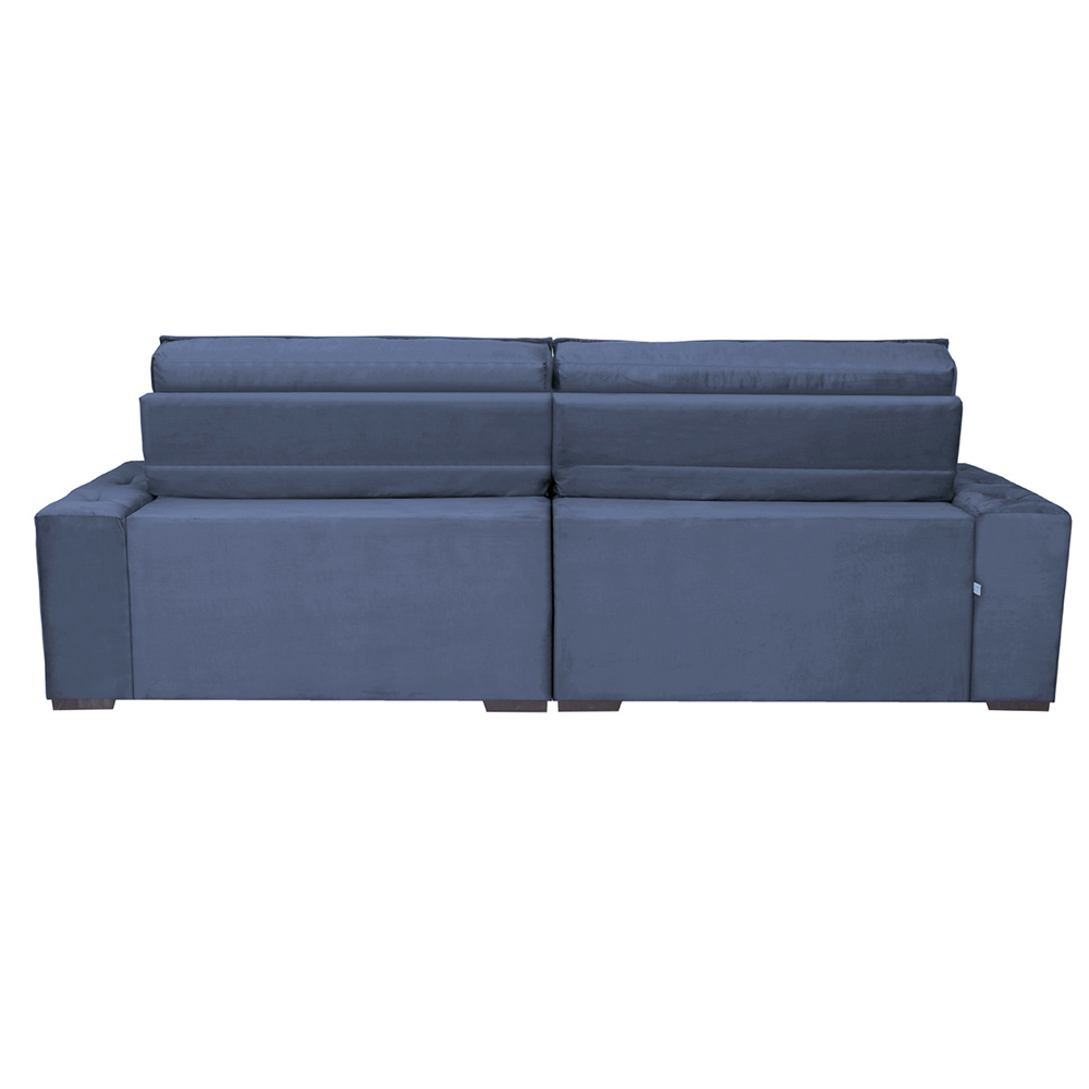 Sofá Austin 2,82m Retrátil Reclinável, Molas no Assento e Almofadas, Tecido Suede Velusoft Azul
