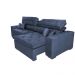 Sofá Austin 2,82m Retrátil Reclinável, Molas no Assento e Almofadas, Tecido Suede Velusoft Azul