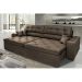 Sofá Austin 2,82m Retrátil Reclinável, Molas no Assento e Almofadas, Tecido Suede Velusoft Café