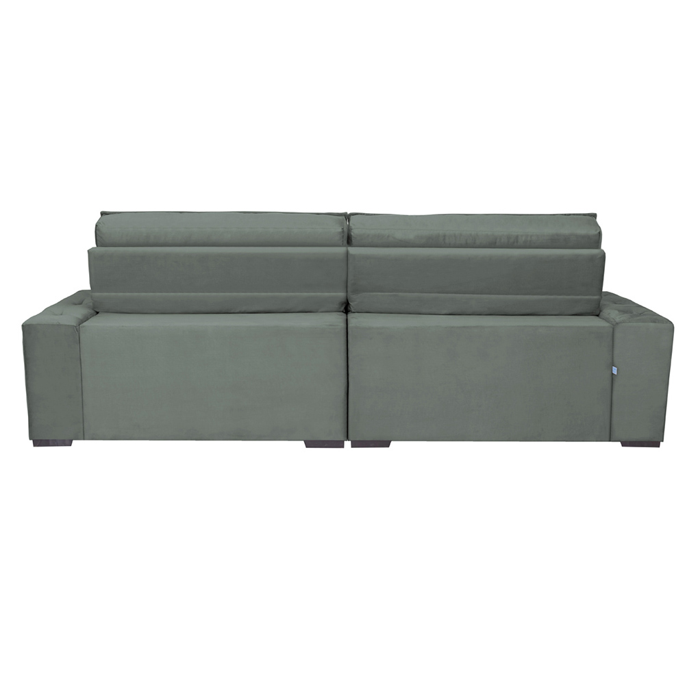 Sofá Austin 2,82m Retrátil Reclinável, Molas no Assento e Almofadas, Tecido Suede Velusoft Grafite