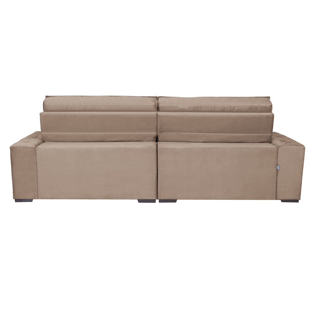 Sofá Austin 3,02m Retrátil Reclinável, Molas no Assento e Almofadas, Tecido Suede Velusoft Castor