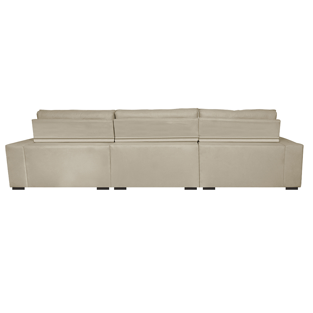 Sofá Austin 3,22m Retrátil, Reclinável com Molas no Assento e Almofadas, Tecido Suede Bege