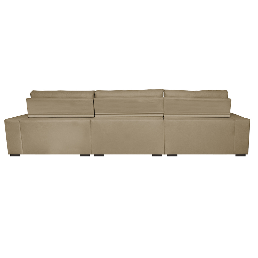 Sofá Austin 3,22m Retrátil, Reclinável com Molas no Assento e Almofadas, Tecido Suede Castor