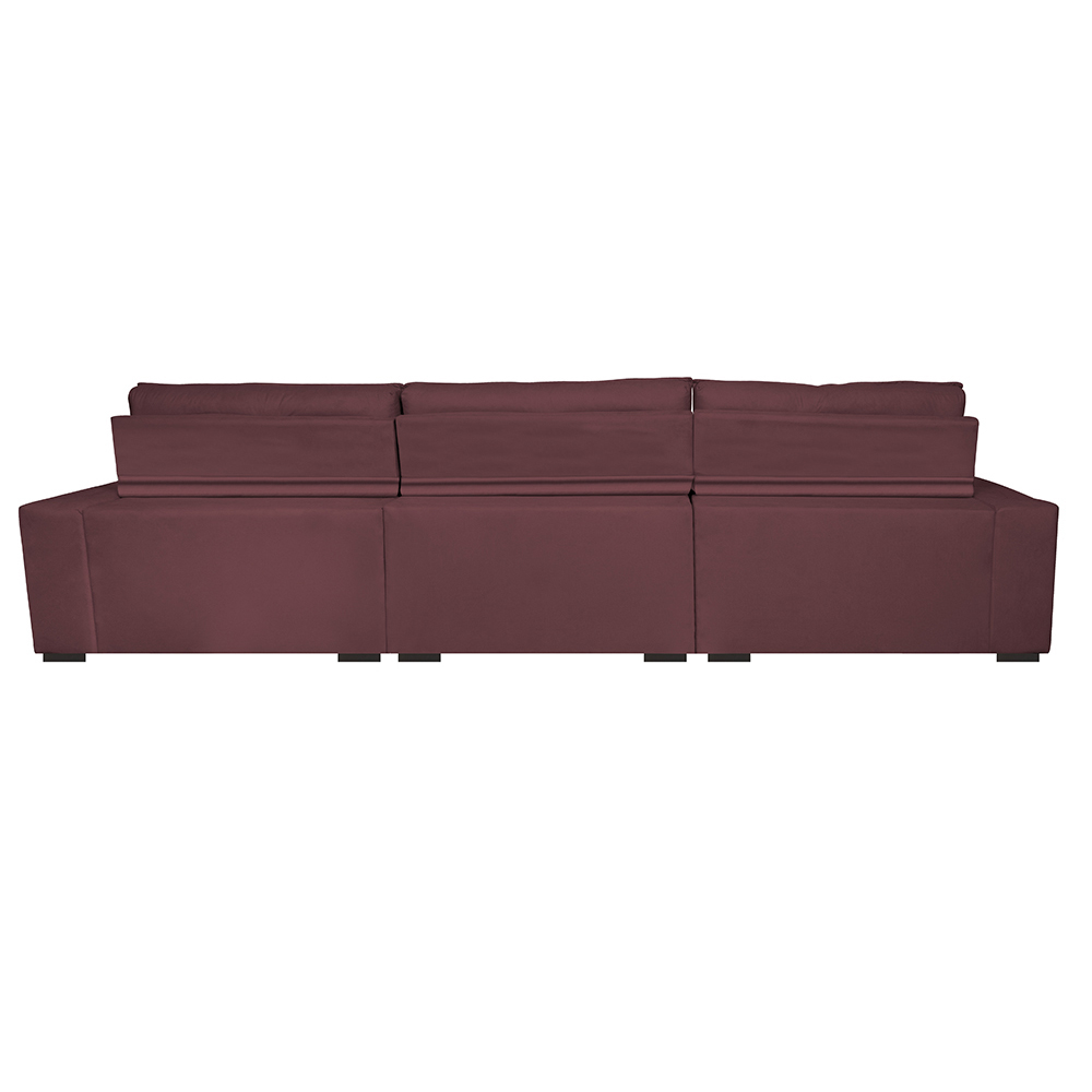 Sofá Austin 3,22m Retrátil, Reclinável com Molas no Assento e Almofadas, Tecido Suede Vinho