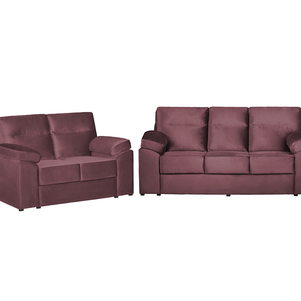 Sofá Austrália 2,52 Mts Retrátil, Reclinável Com Molas e Pillow no Assento Tecido Suede Castor - Cama InBox