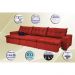 Sofá Austrália 3,82 Mts Retrátil, Reclinável Com Molas e Pillow no Assento Tecido Suede Vermelho- Cama InBox