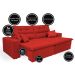 Sofá Cairo 2,02m Retrátil, Reclinável com 4 Almofadas Tecido Suede Vermelho - Cama InBox