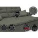 Sofá Cairo 2,52m Retrátil, Reclinável com 4 Almofadas Tecido Suede Cinza - Cama InBox