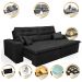 Sofá Cairo 2,52m Retrátil, Reclinável com 4 Almofadas Tecido Suede Preto - Cama InBox