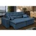 Sofá Cairo 2,92m Retrátil, Reclinável com 4 Almofadas Tecido Suede Azul - Cama InBox
