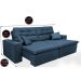 Sofá Cairo 2,92m Retrátil, Reclinável com 4 Almofadas Tecido Suede Azul - Cama InBox