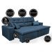Sofá Cairo 2,92m Retrátil, Reclinável com 4 Almofadas Tecido Suede Azul - Cama InBox