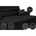 Sofá Cairo 2,92m Retrátil, Reclinável com 4 Almofadas Tecido Suede Preto - Cama InBox
