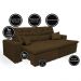 Sofá Cairo 3,12m Retrátil, Reclinável com 4 Almofadas Tecido Suede Café - Cama InBox