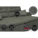 Sofá Cairo 3,12m Retrátil, Reclinável com 4 Almofadas Tecido Suede Cinza - Cama InBox