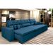 Sofá Cairo 3,52m Retrátil, Reclinável com 6 Almofadas Tecido Suede Azul - Cama InBox