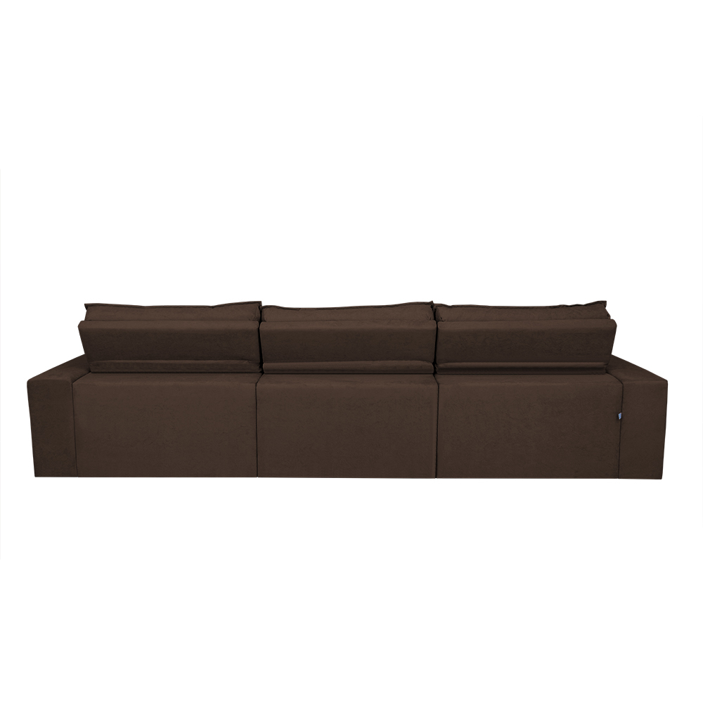Sofá Cairo 3,52m Retrátil, Reclinável com 6 Almofadas Tecido Suede Café - Cama InBox