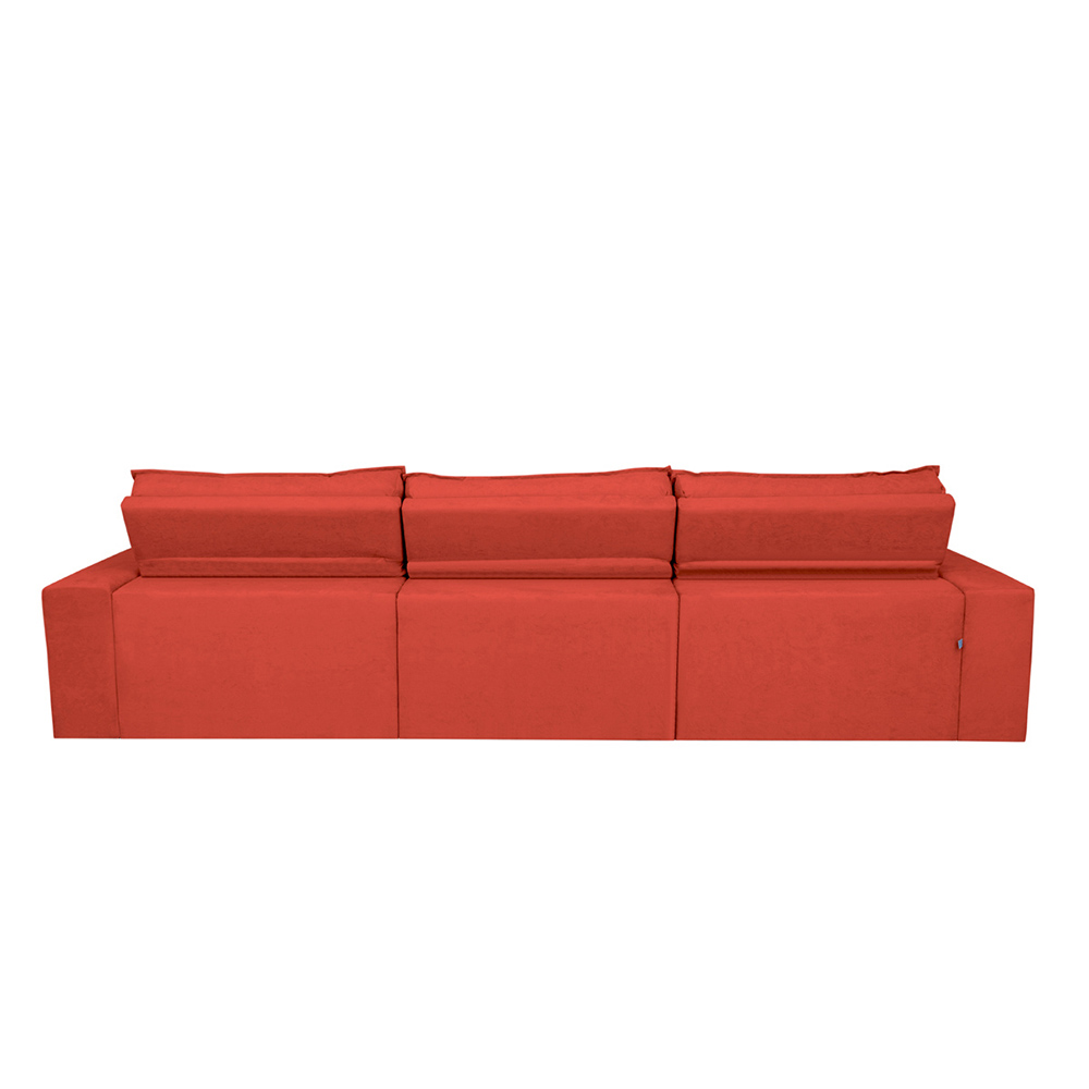 Sofá Cairo 3,82m Retrátil, Reclinável com 6 Almofadas Tecido Suede Vermelho - Cama InBox