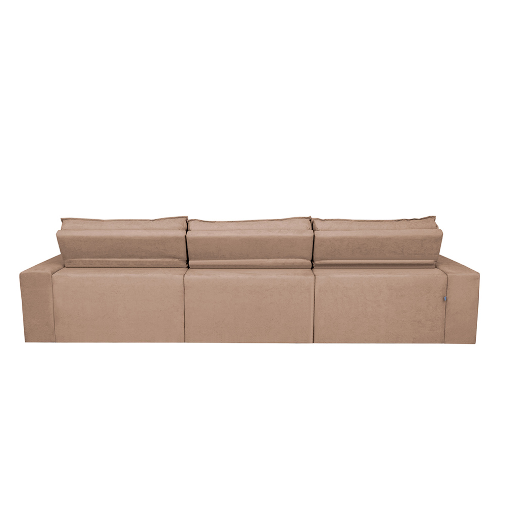 Sofá Cairo 4,12m Retrátil, Reclinável com 6 Almofadas Tecido Suede Castor - Cama InBox
