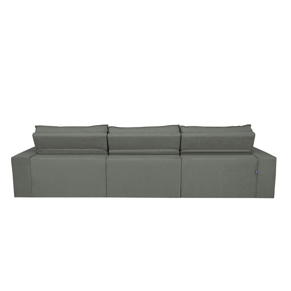 Sofá Cairo 4,12m Retrátil, Reclinável com 6 Almofadas Tecido Suede Cinza - Cama InBox