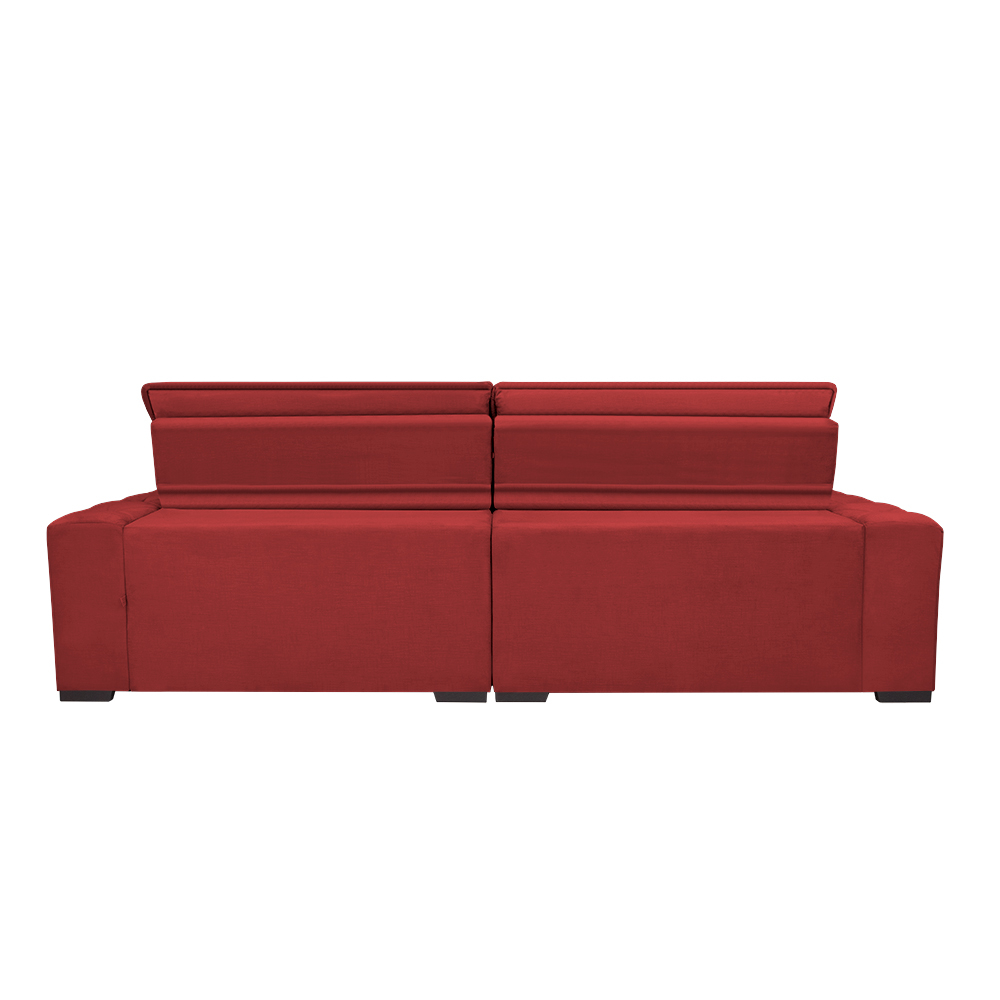 Sofá Lisboa 2,12m Retrátil, Reclinável, Molas no Assento Tecido Suede Velusoft Vermelho - Cama InBox