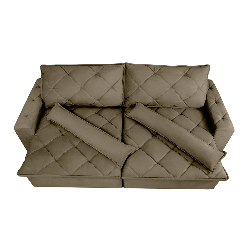Sofá Lisboa 2,92m Retrátil, Reclinável com Molas no Assento Tecido Suede Velusoft Castor - Cama InBox
