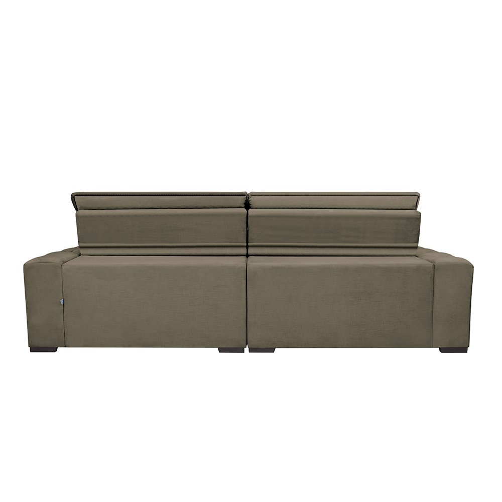 Sofá Lisboa 2,92m Retrátil, Reclinável com Molas no Assento Tecido Suede Velusoft Castor - Cama InBox