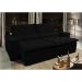 Sofá Lisboa 2,92m Retrátil, Reclinável com Molas no Assento Tecido Suede Velusoft Preto - Cama InBox