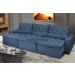 Sofá Lisboa 3,52m Retrátil, Reclinável com Molas no Assento e Almofadas Lombar Tecido Suede Azul