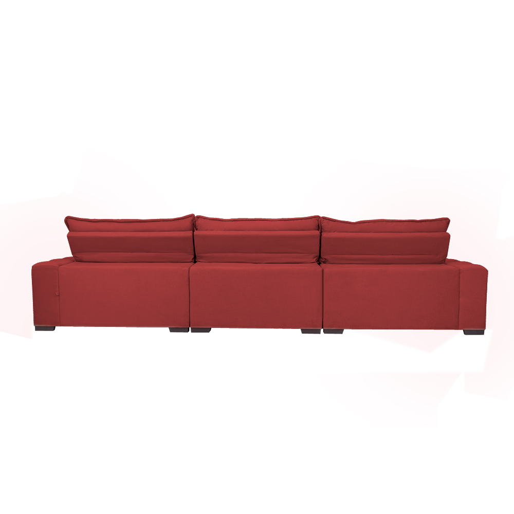 Sofá Lisboa 4,12m Retrátil, Reclinável, Molas no Assento e Almofadas Lombar Tecido Suede Vermelho