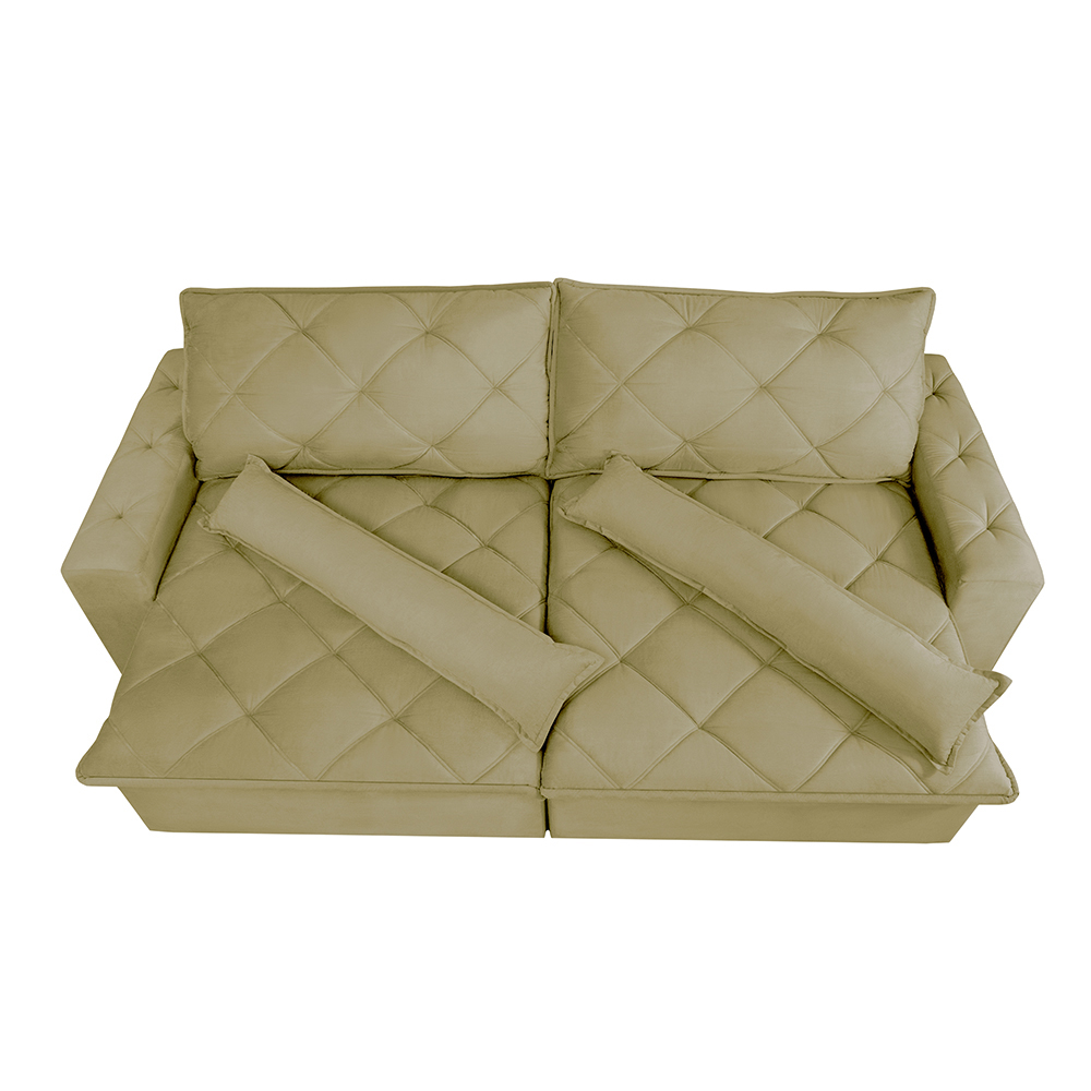 Sofá Magnum 2,42m Retrátil, Reclinável com Molas no Assento e Almofadas Lombar Tecido Suede Velusoft Bege - Cama InBox