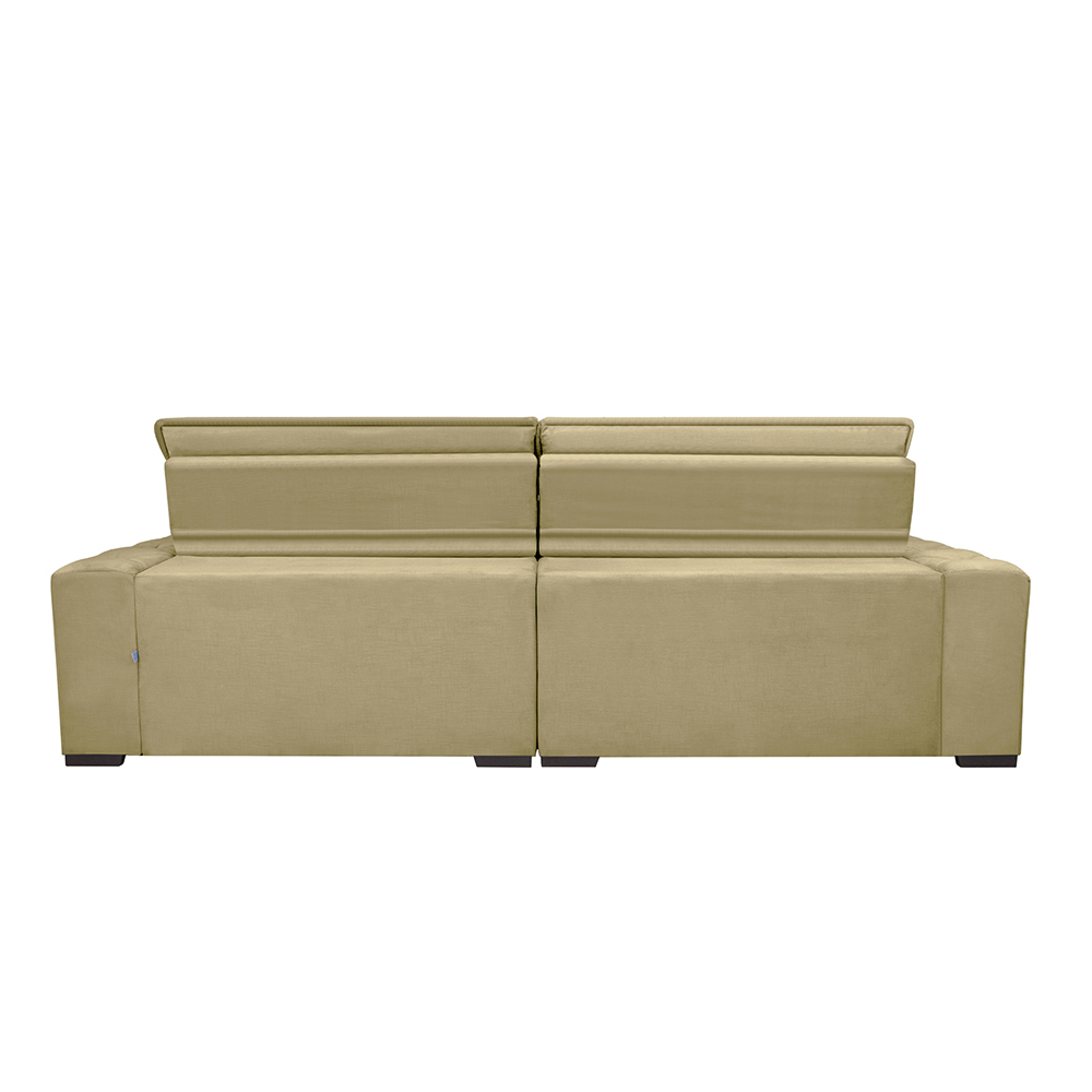 Sofá Magnum 2,42m Retrátil, Reclinável com Molas no Assento e Almofadas Lombar Tecido Suede Velusoft Bege - Cama InBox
