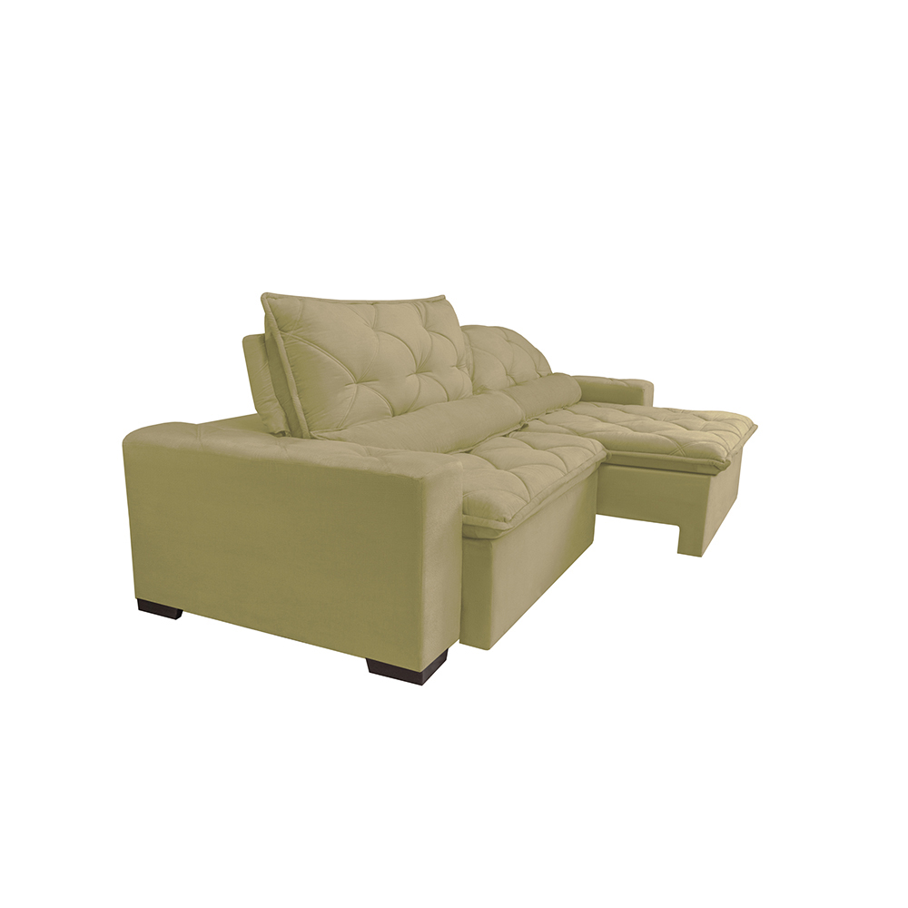 Sofá Magnum 2,42m Retrátil, Reclinável com Molas no Assento e Almofadas Lombar Tecido Suede Velusoft Bege - Cama InBox