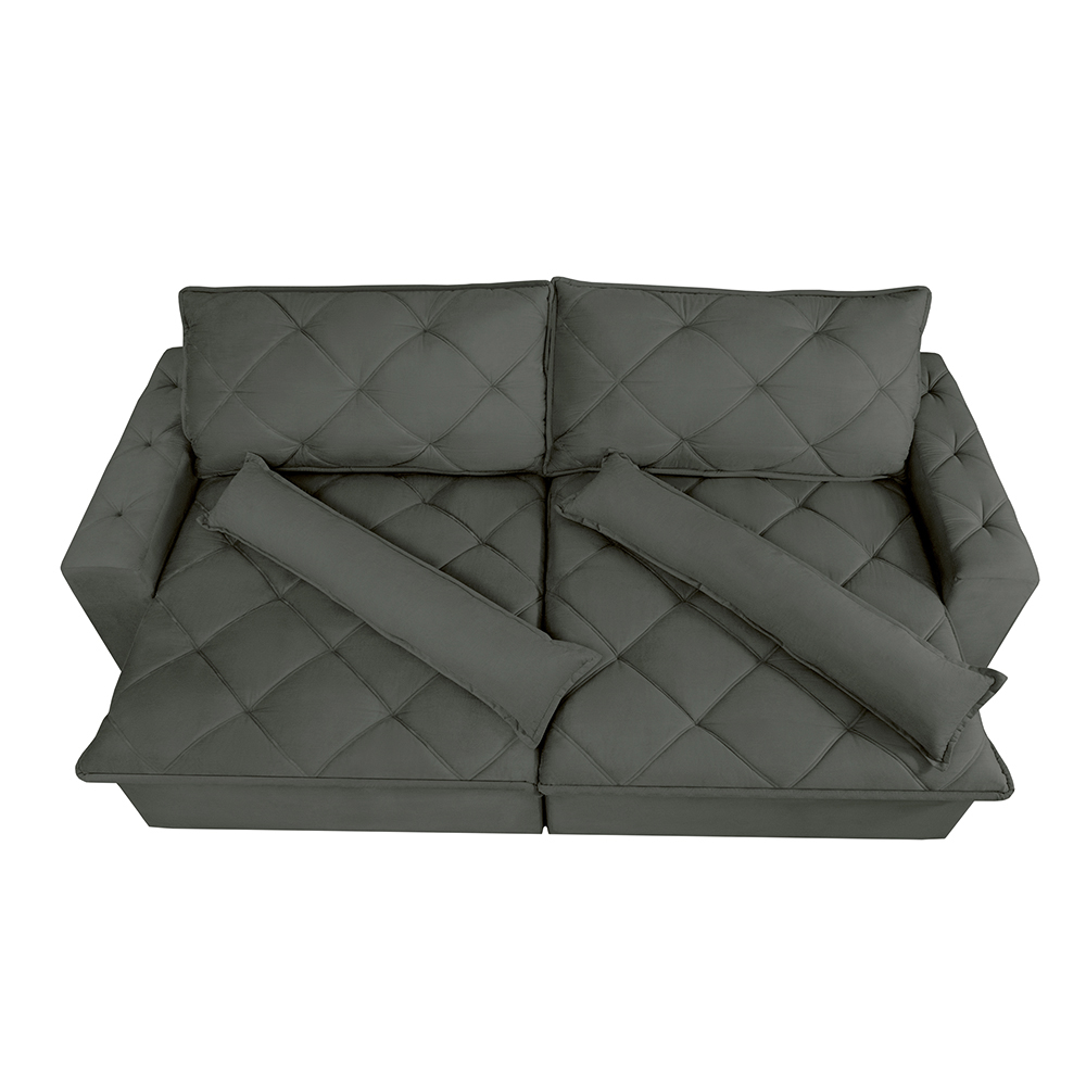 Sofá Magnum 2,62m Retrátil, Reclinável com Molas no Assento e Almofadas Lombar Tecido Suede Grafite - Cama InBox
