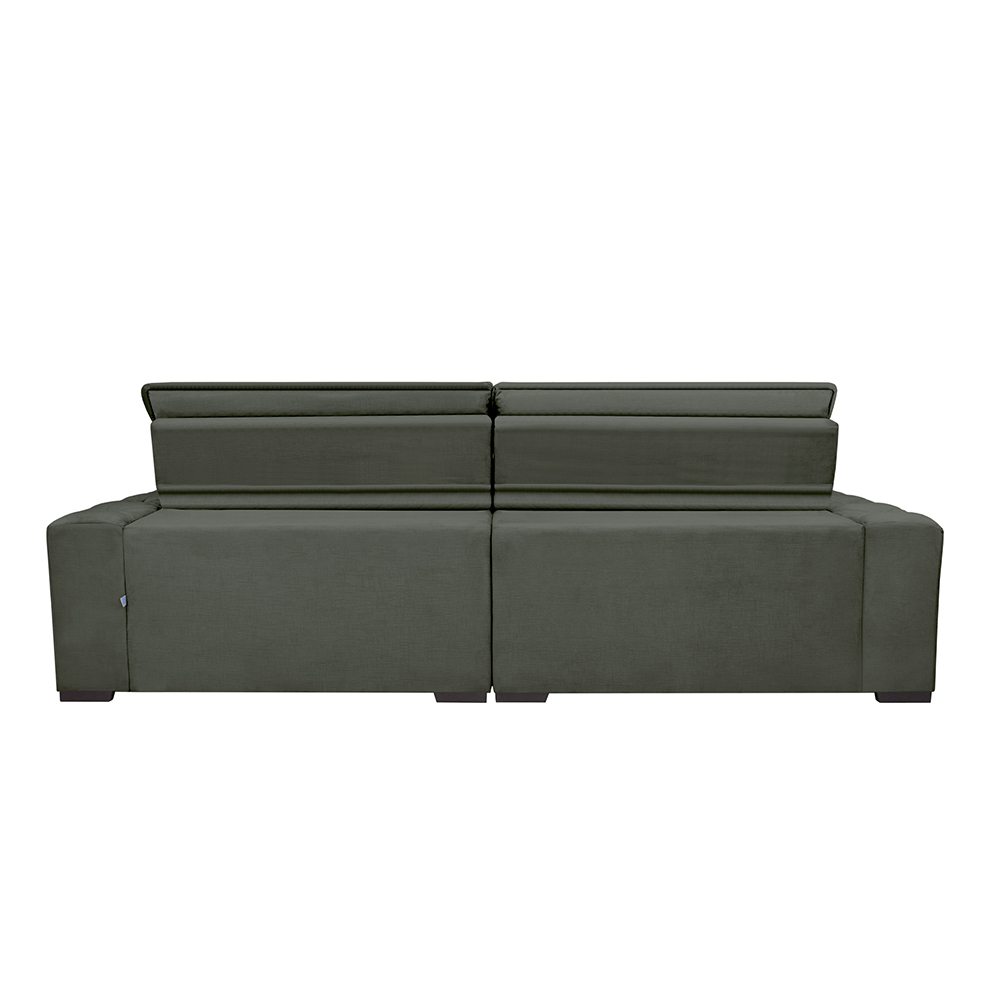 Sofá Magnum 2,62m Retrátil, Reclinável com Molas no Assento e Almofadas Lombar Tecido Suede Grafite - Cama InBox