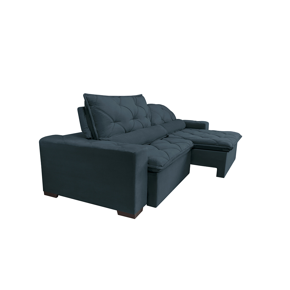 Sofá Magnum 2,82m Retrátil, Reclinável com Molas no Assento e Almofadas Lombar Tecido Suede Azul - Cama InBox